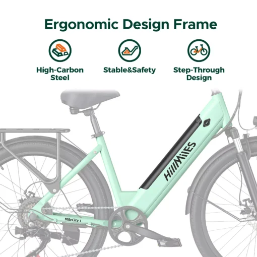 HillMiles 26" E-Bike – 36V 13Ah Akku, herausnehmbar, Pendler E-Bike für Alltag & Stadt – Bild 3