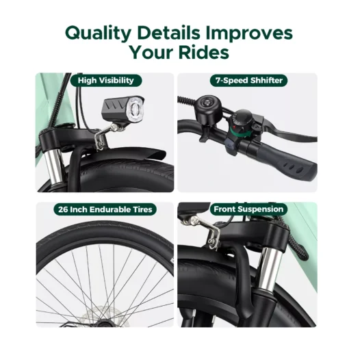 HillMiles 26" E-Bike – 36V 13Ah Akku, herausnehmbar, Pendler E-Bike für Alltag & Stadt – Bild 4