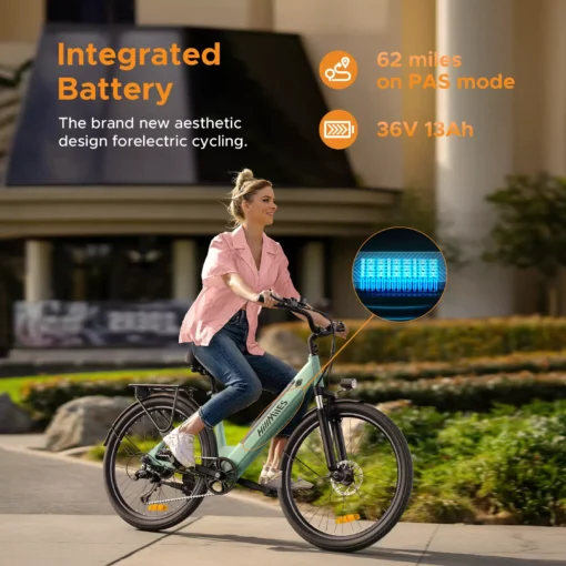 HillMiles 26" E-Bike – 36V 13Ah Akku, herausnehmbar, Pendler E-Bike für Alltag & Stadt – Bild 7